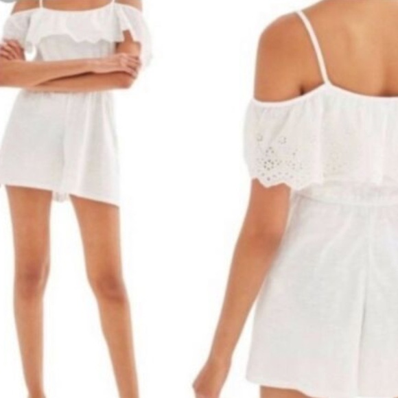 Topshop Spaghetti Strap Drop Sleeve Flounce Top with Eyelet, Size 8 - Picture 1 of 7